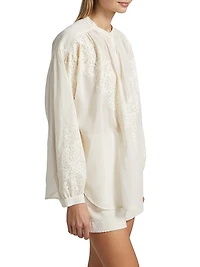 Elaine Cotton Lace-Trim Blouse