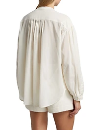 Elaine Cotton Lace-Trim Blouse