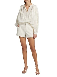 Elaine Cotton Lace-Trim Blouse