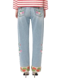 Embroidered Denim Pants