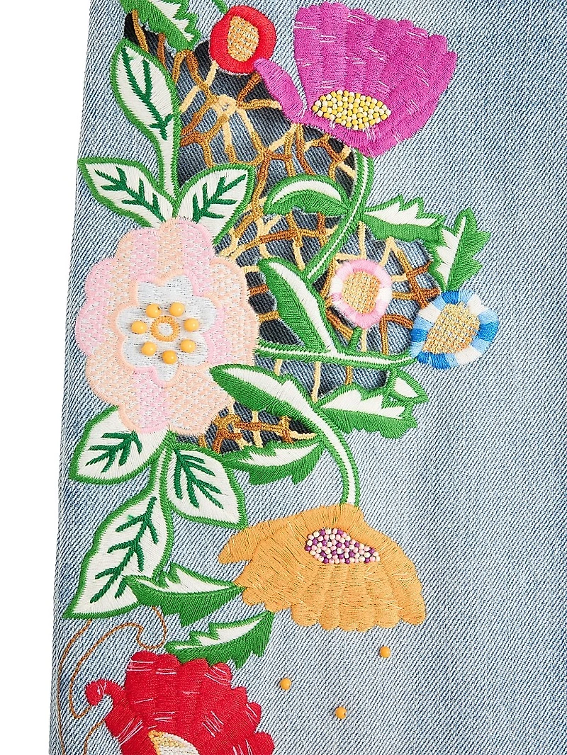Embroidered Denim Pants