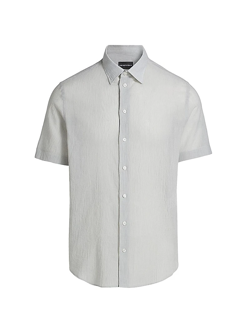 Solid Cotton Button-Front Shirt