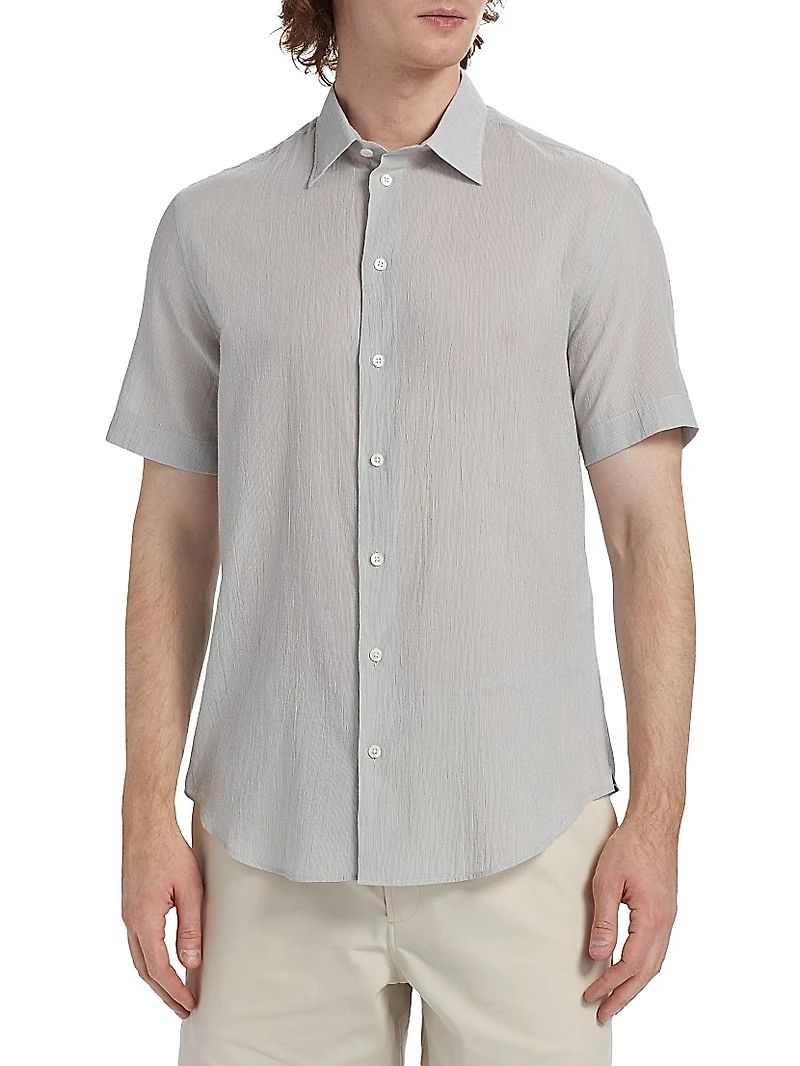 Solid Cotton Button-Front Shirt