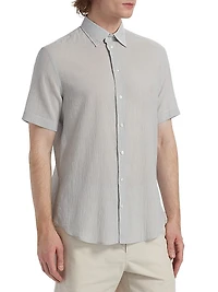Solid Cotton Button-Front Shirt