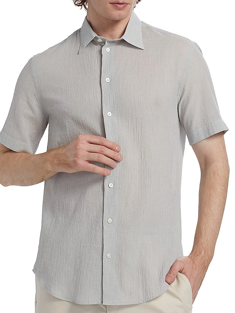 Solid Cotton Button-Front Shirt