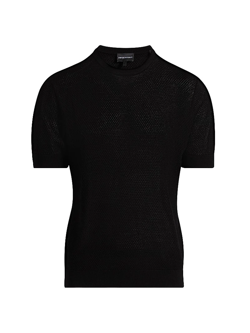 Textured Dot Short-Sleeve Sweater
