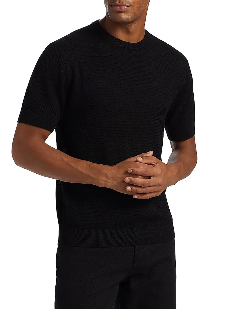 Textured Dot Short-Sleeve Sweater