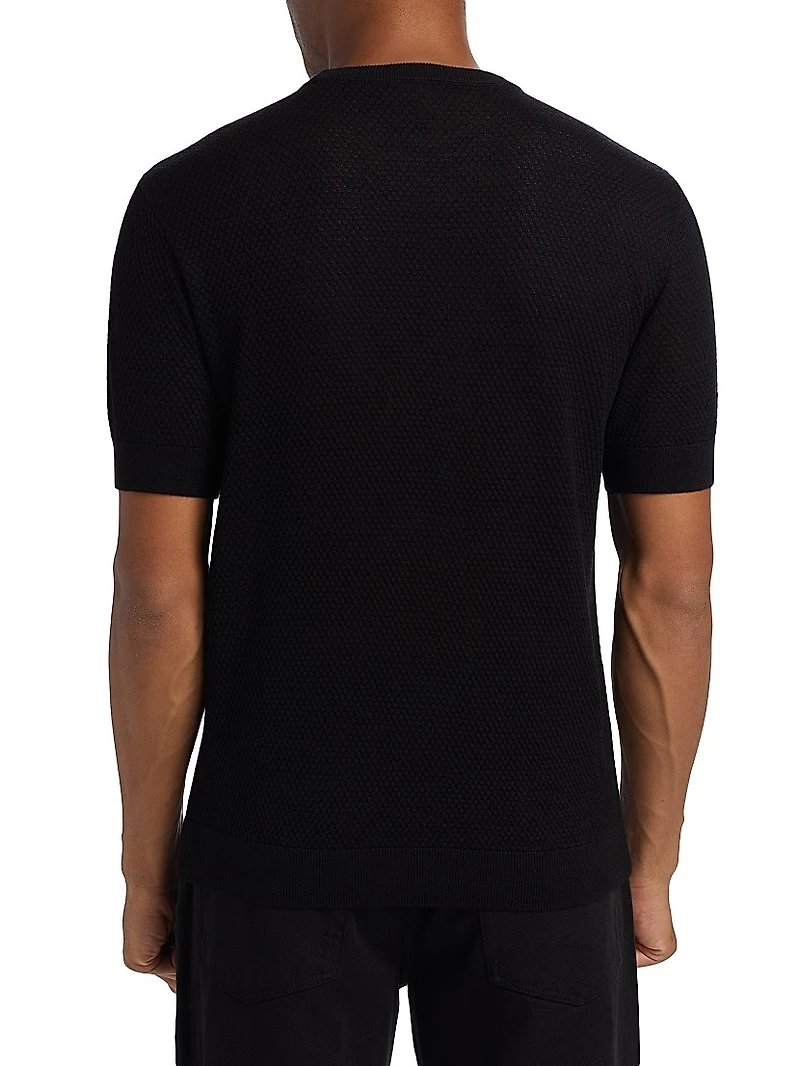 Textured Dot Short-Sleeve Sweater