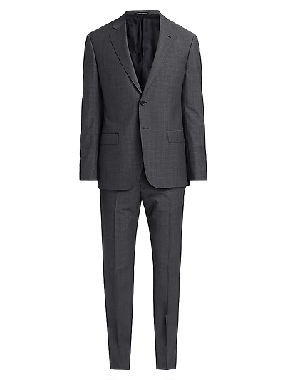Virgin Wool Plaid Suit