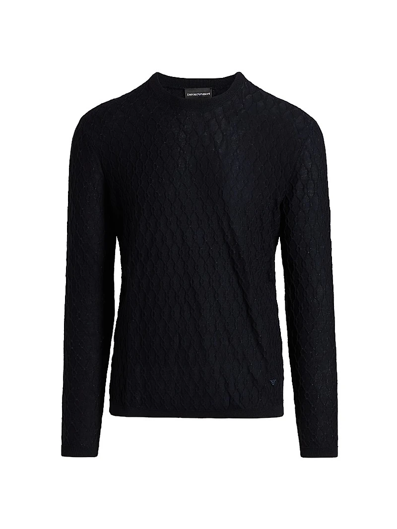 Textured Wool Jacquard Crewneck Sweater