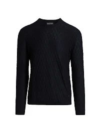 Textured Wool Jacquard Crewneck Sweater