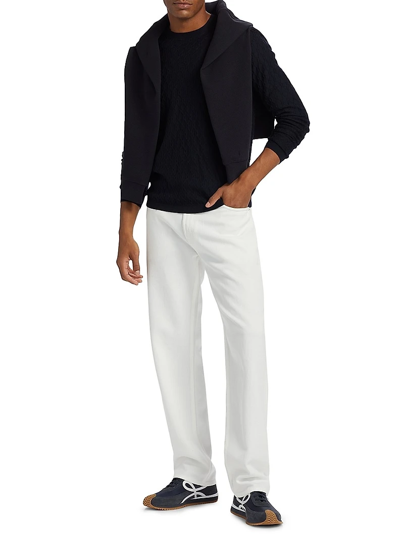 Textured Wool Jacquard Crewneck Sweater