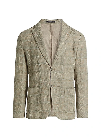Textured Checked Knit Blazer