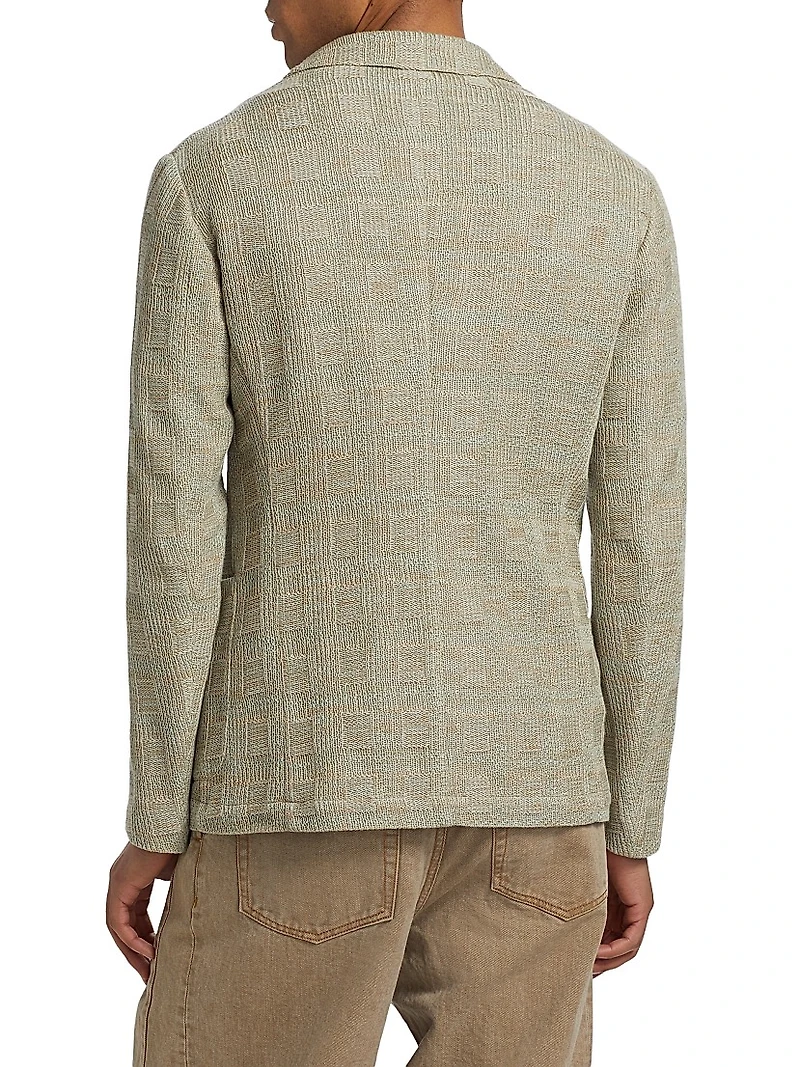 Textured Checked Knit Blazer