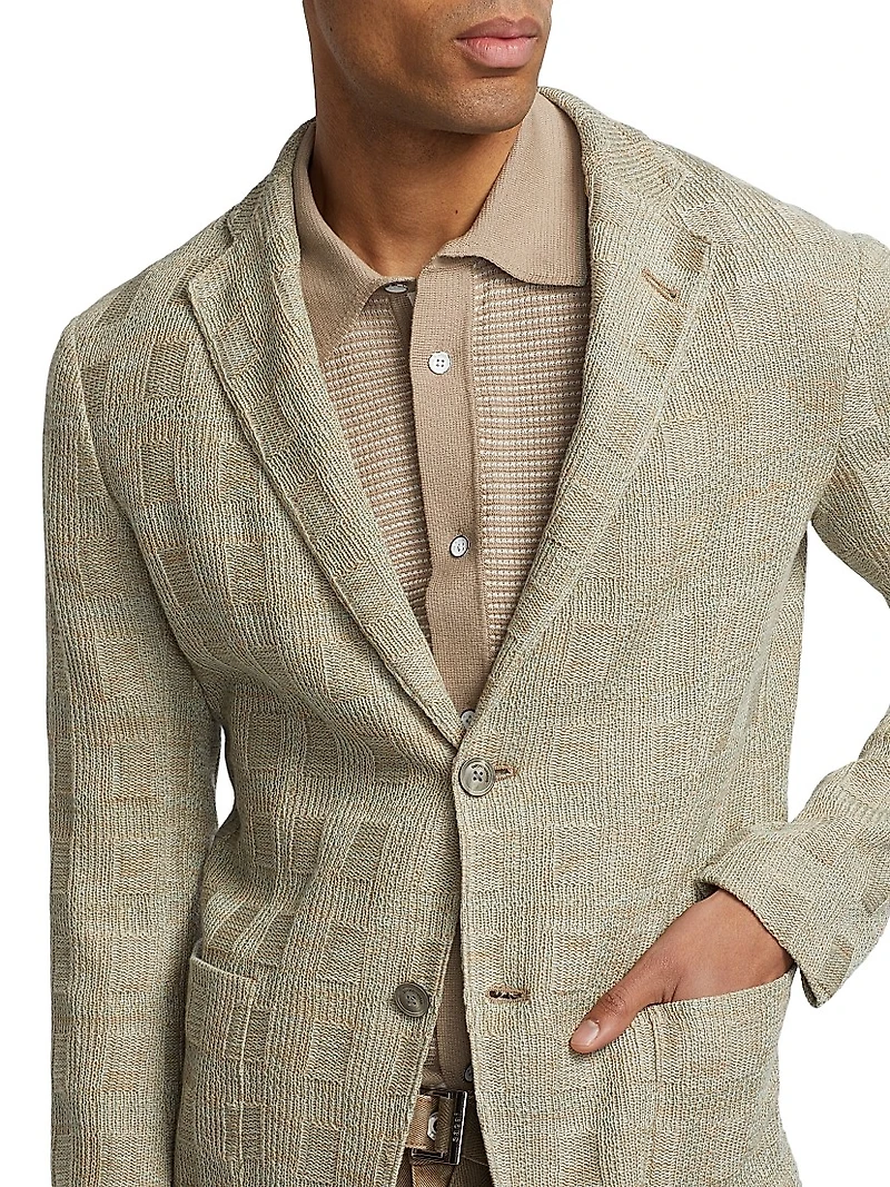 Textured Checked Knit Blazer