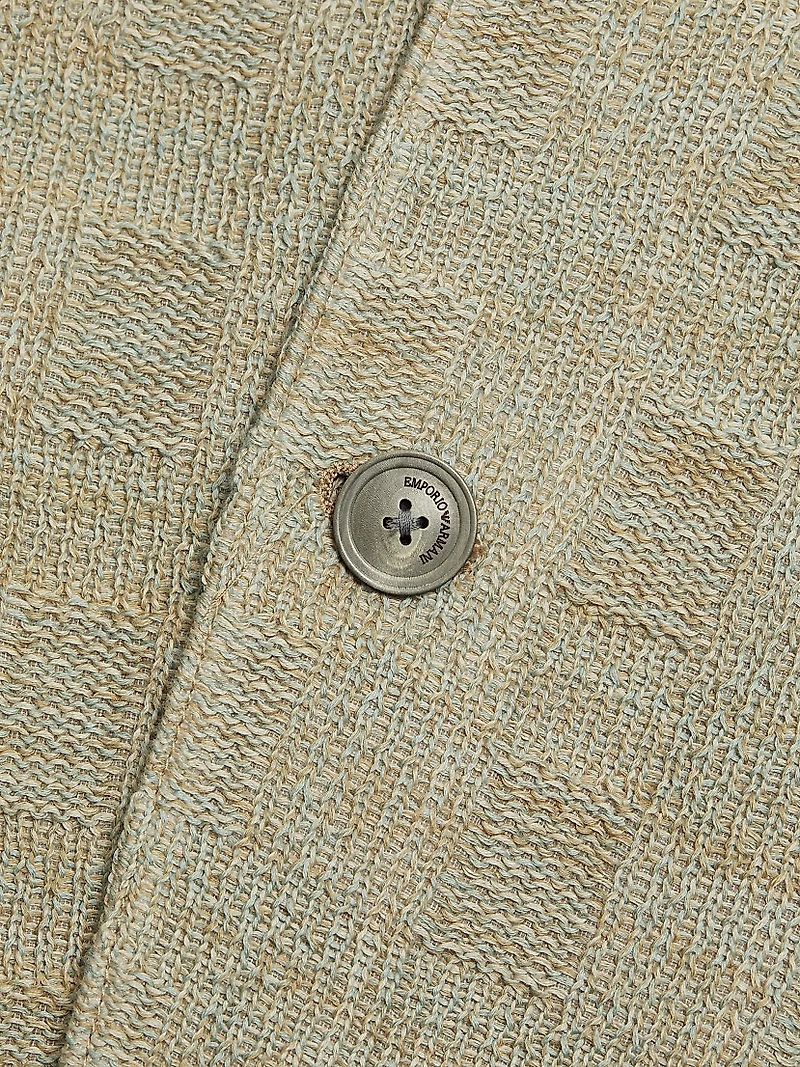 Textured Checked Knit Blazer
