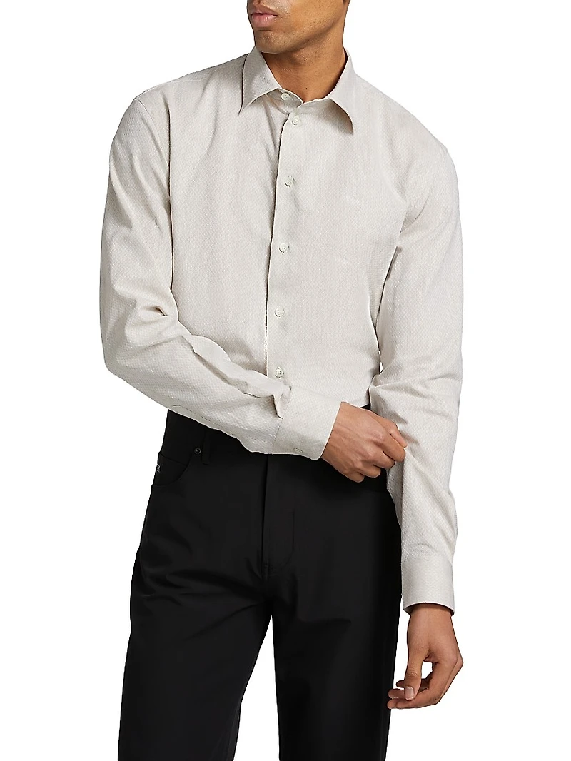 Linen-Cotton Cross-Stitch Shirt