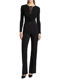 Jersey Lace-Up Long-Sleeve Bodysuit