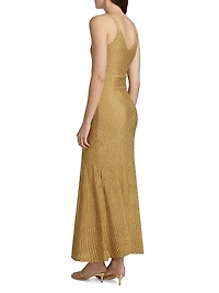 E. F. Metallic Ribbed Maxi Dress