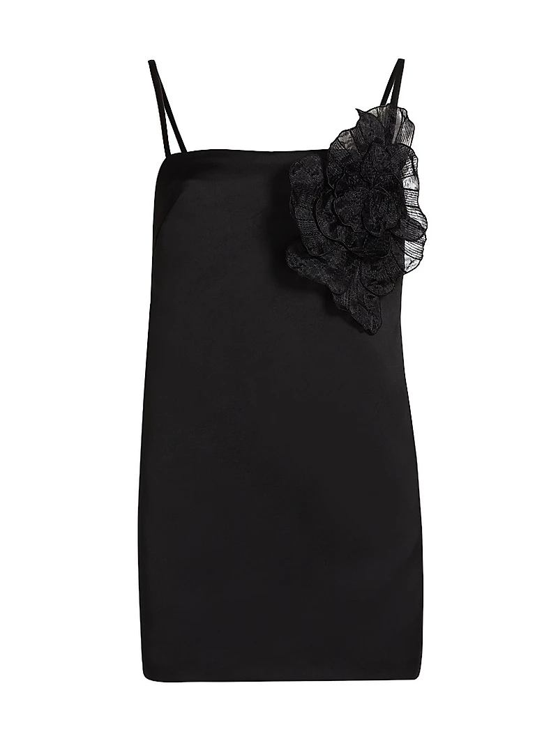 E.F. Flower Shift Duchesse Satin Minidress