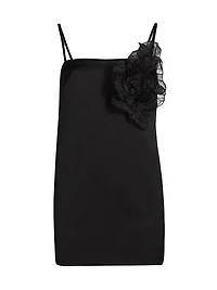 E.F. Flower Shift Duchesse Satin Minidress