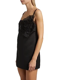 E.F. Flower Shift Duchesse Satin Minidress