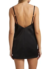 E.F. Flower Shift Duchesse Satin Minidress