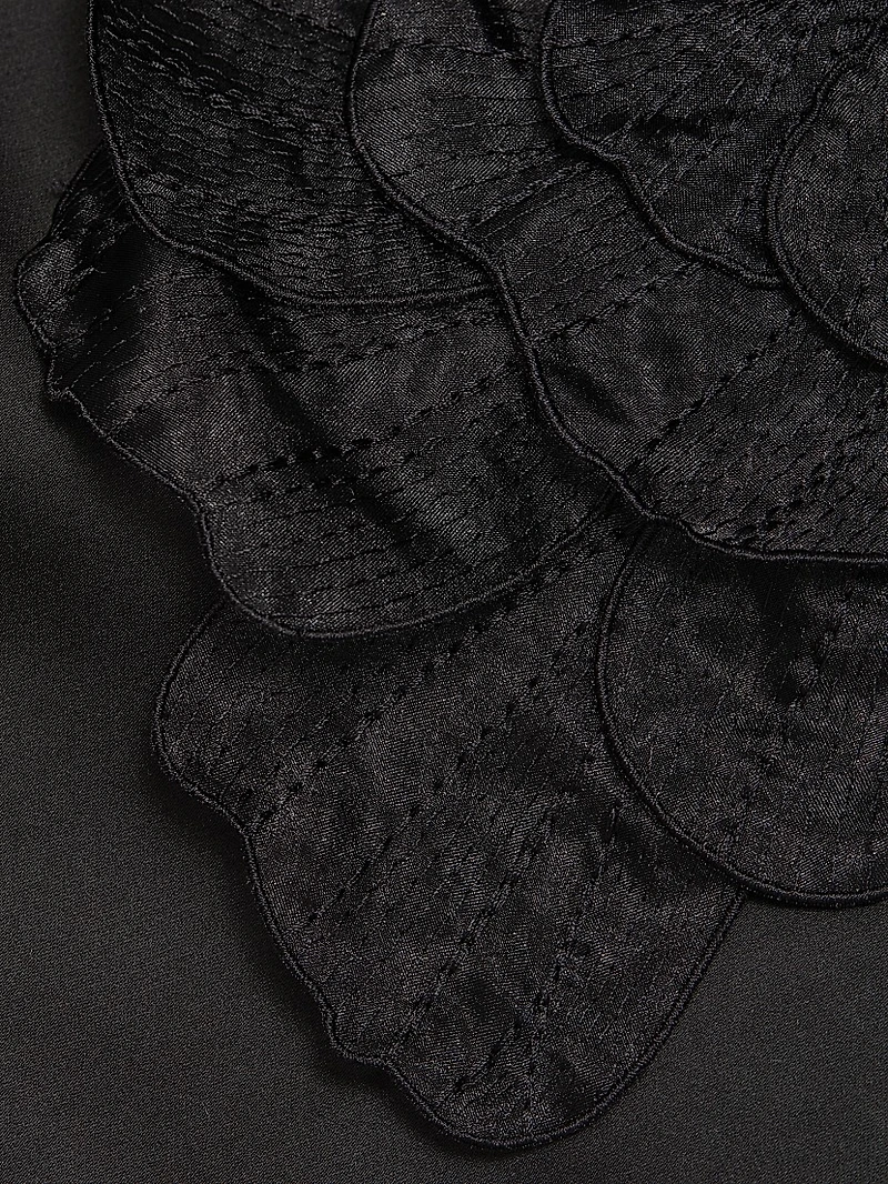 E.F. Flower Shift Duchesse Satin Minidress