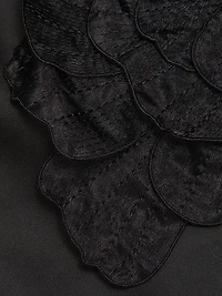 E.F. Flower Shift Duchesse Satin Minidress