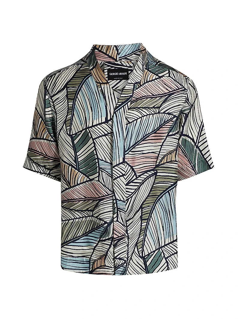 Multi Palm Silk Camp Shirt