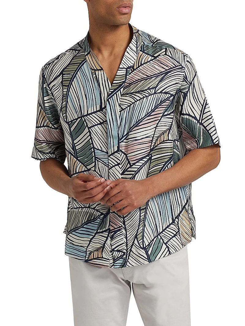 Multi Palm Silk Camp Shirt