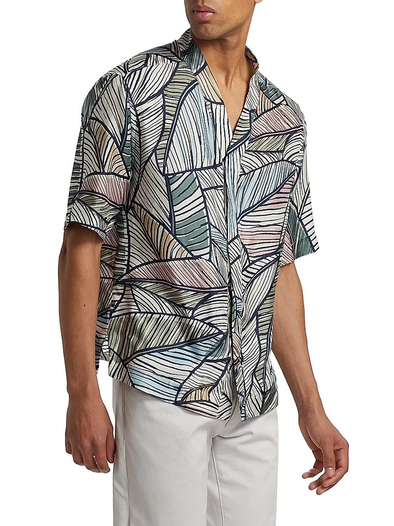 Multi Palm Silk Camp Shirt