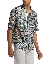 Multi Palm Silk Camp Shirt