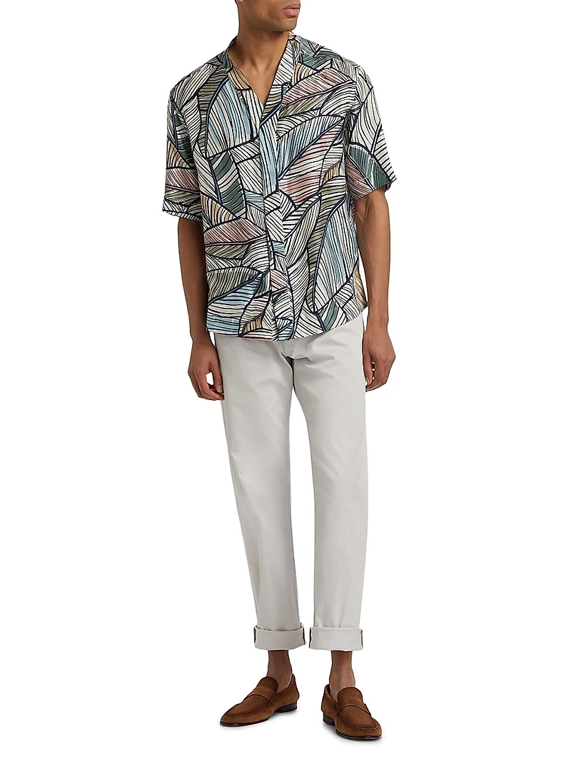 Multi Palm Silk Camp Shirt