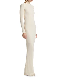 Crepe Jersey Turtleneck Maxi Dress