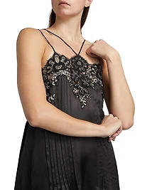 Lace Embellished Pleated Gown