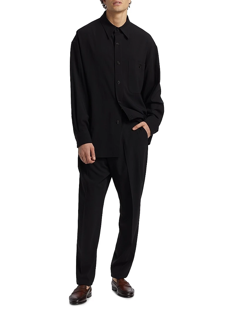 Crease-Front Wool Trousers