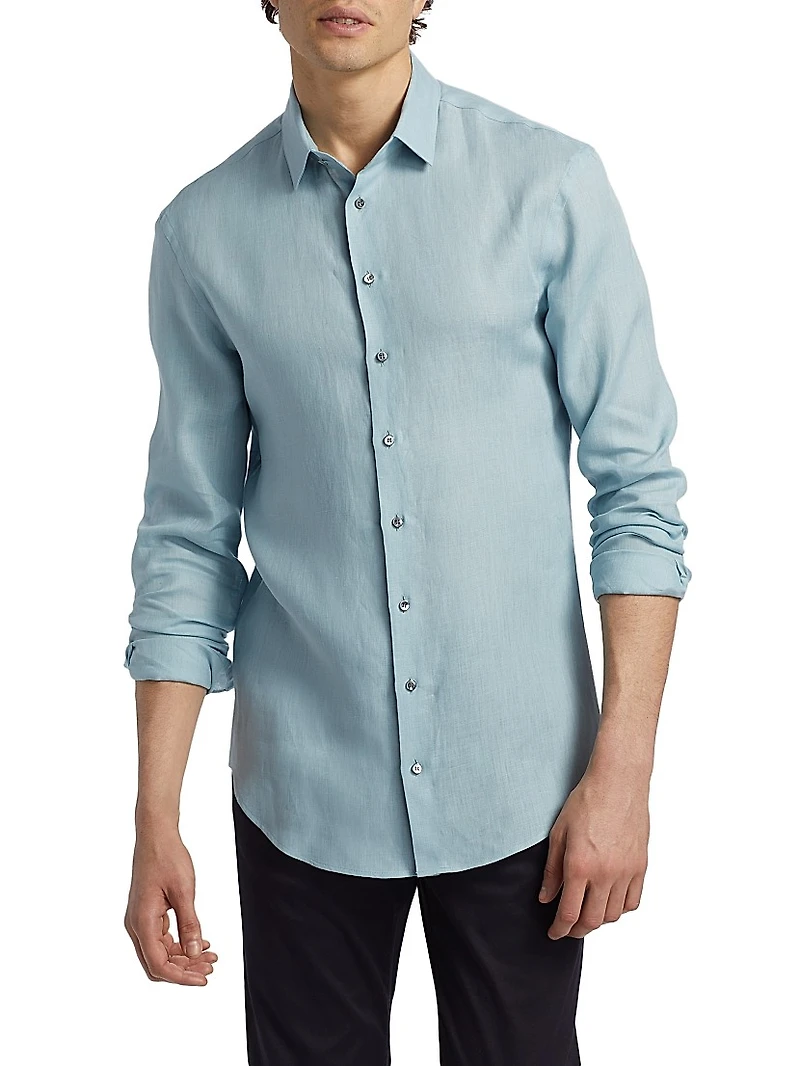 Linen Button-Front Shirt