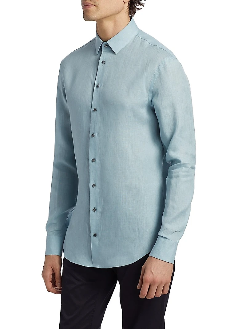 Linen Button-Front Shirt