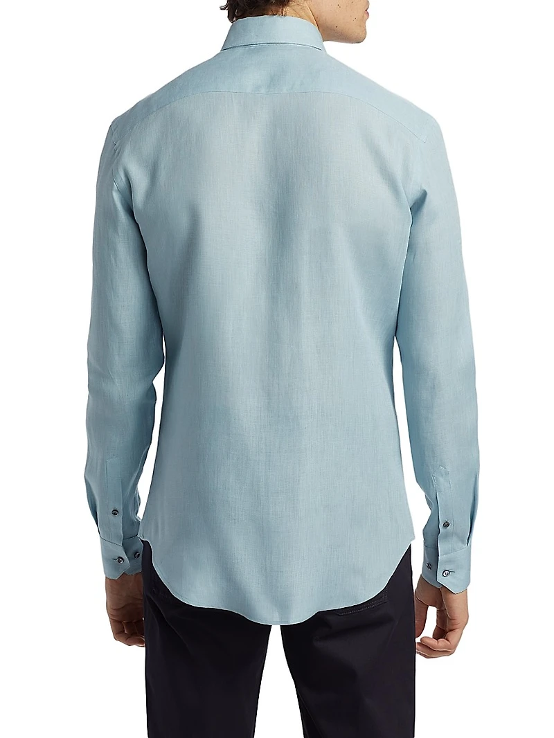 Linen Button-Front Shirt