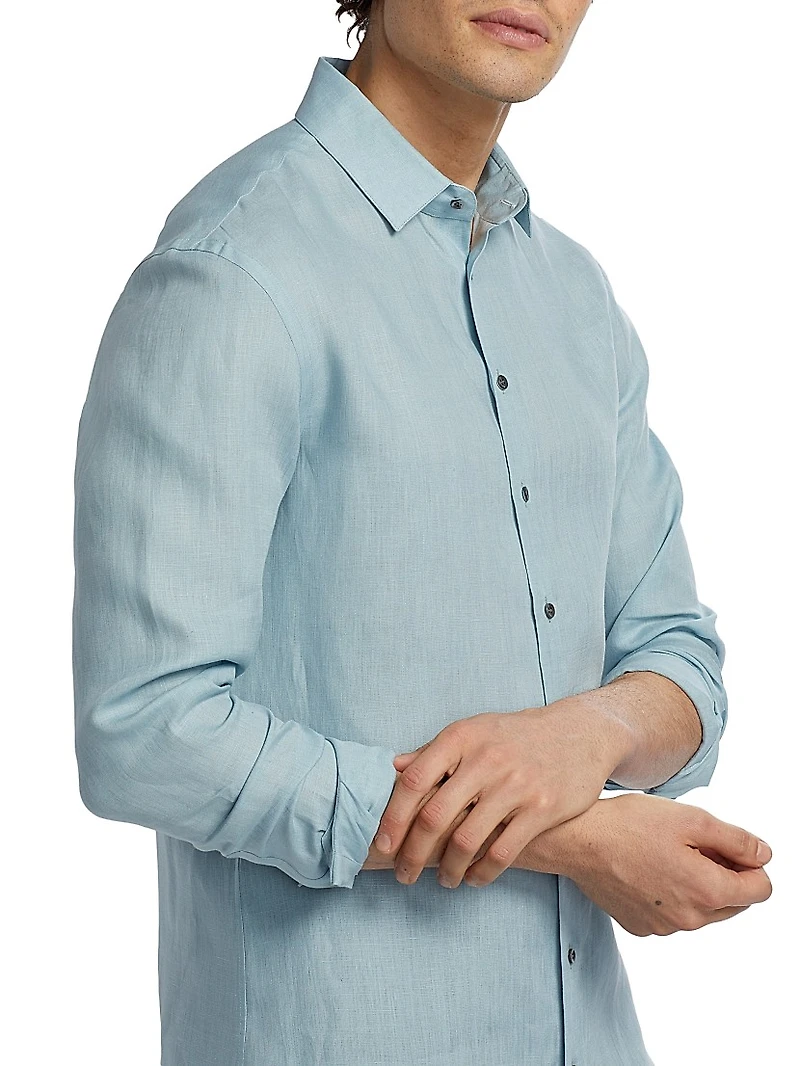 Linen Button-Front Shirt
