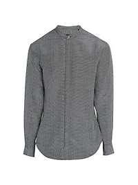 Wavy Chevron-Print Silk-Cotton Shirt