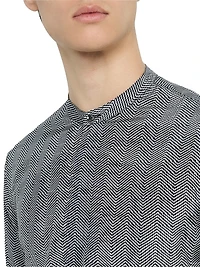 Wavy Chevron-Print Silk-Cotton Shirt