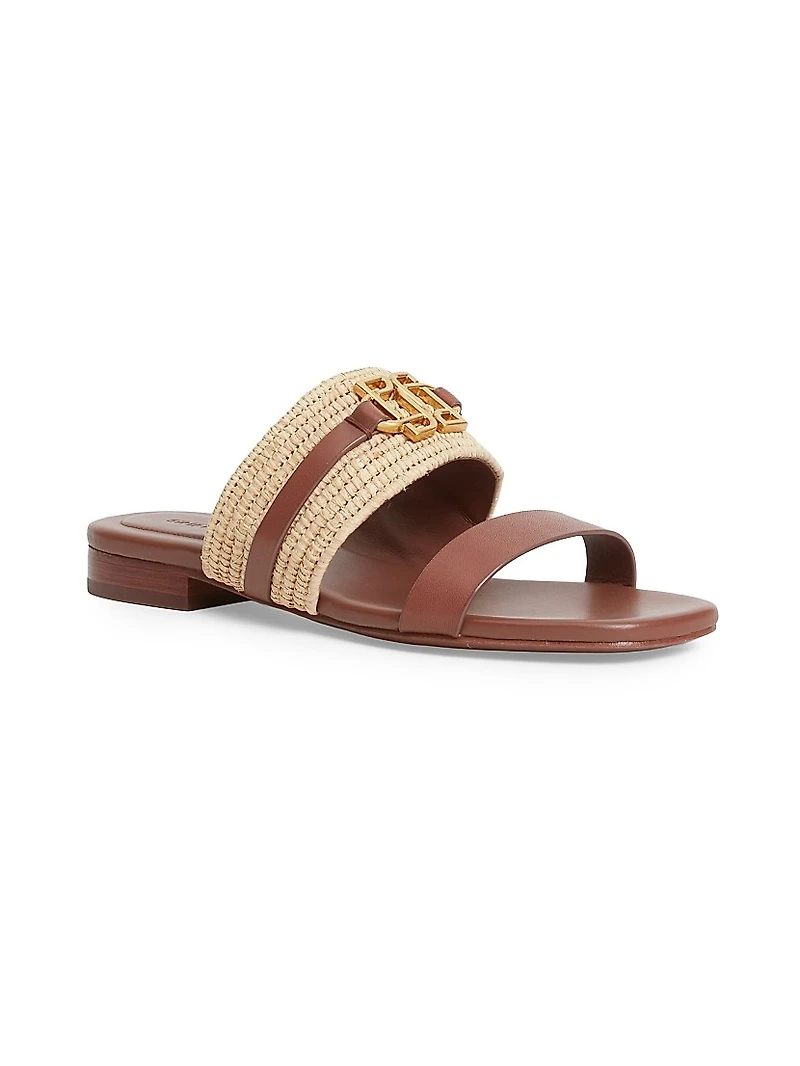 Roan Raffia & Leather Flat Sandals