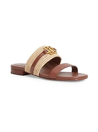 Roan Raffia & Leather Flat Sandals