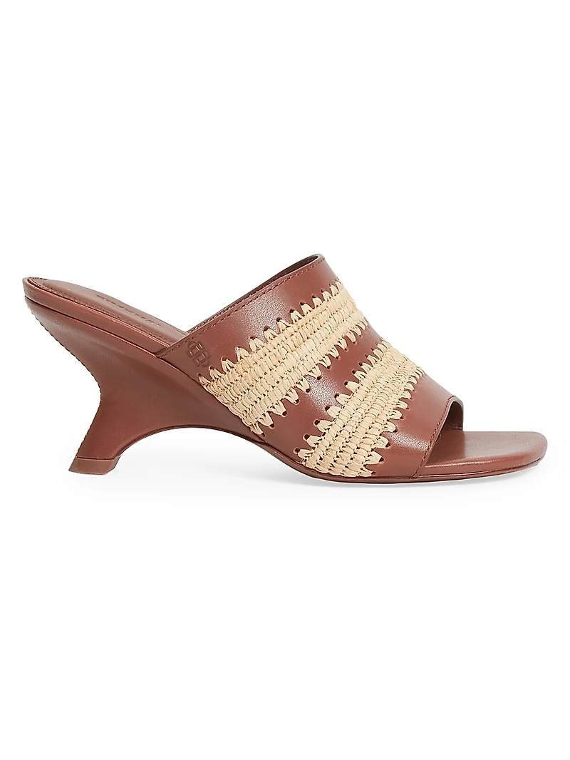 Shadow 75MM Raffia & Leather Mule Sandals