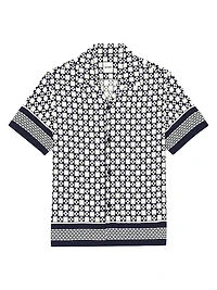 Square Cross Motif Flowing Blouse Shirt