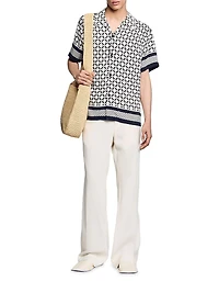 Square Cross Motif Flowing Blouse Shirt