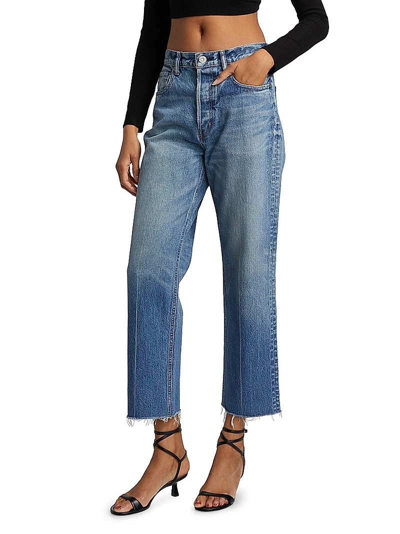 Farmington Wide Straight-Fit Crop Jeans