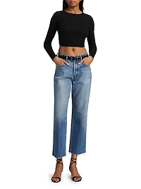 Farmington Wide Straight-Fit Crop Jeans